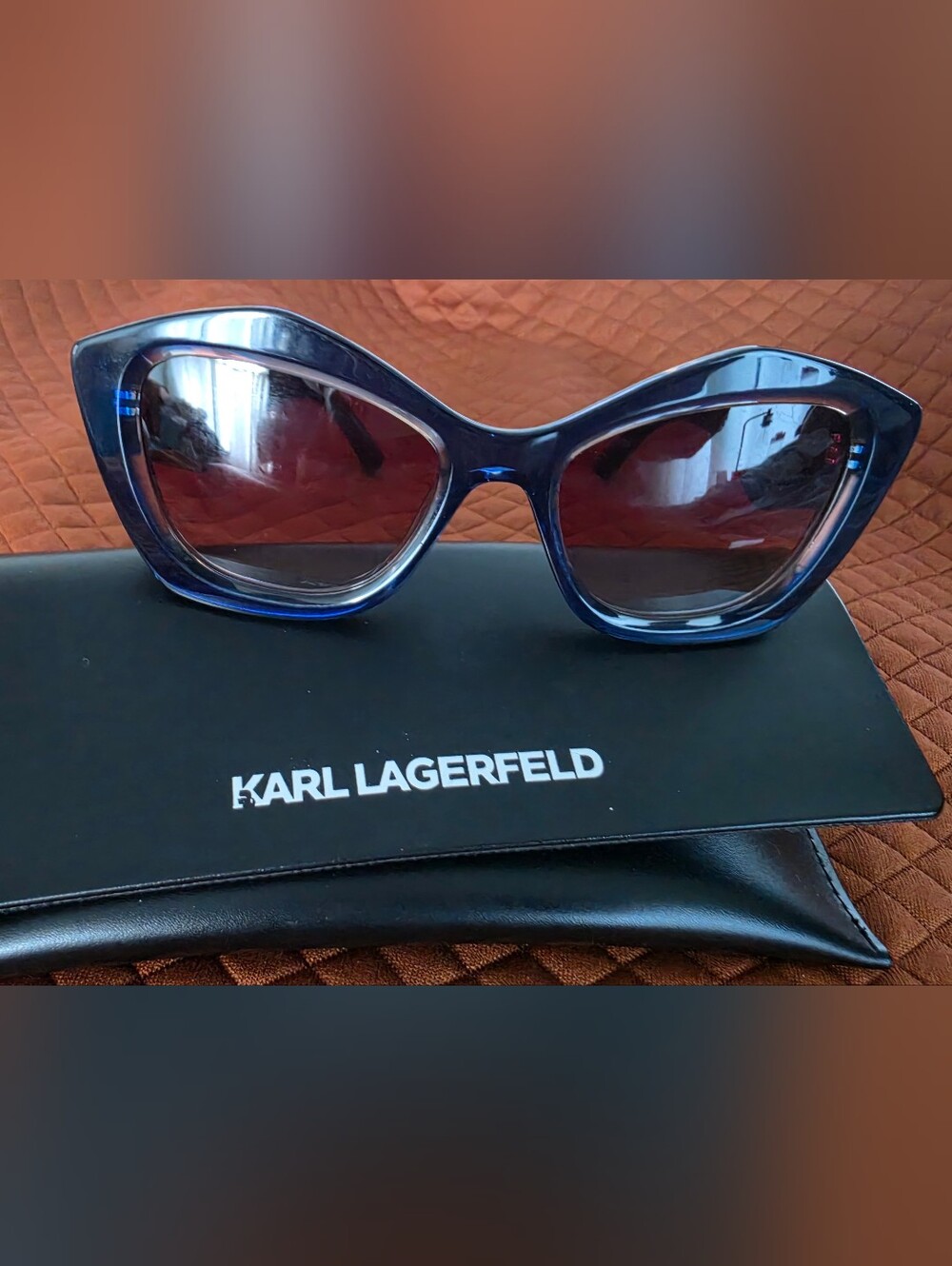 Karl Lagerfeld Women's Cateyes  Blue Frame Sunglasses